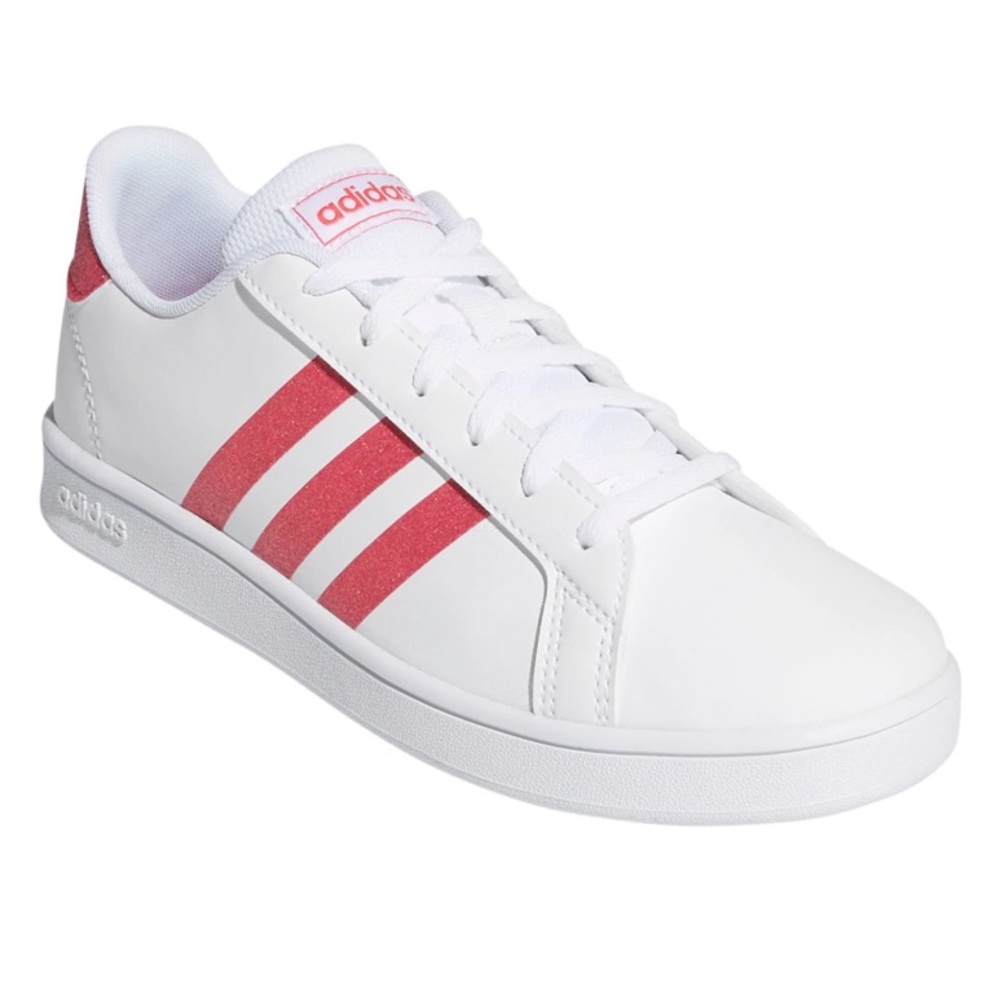 Adidas Grand Court Big kids pink glitter & white
